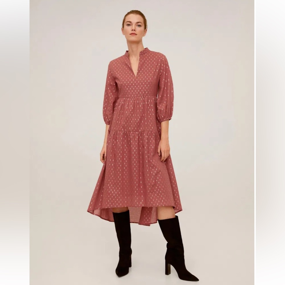 NWT MANGO Metallic Thread Striped Dress size S